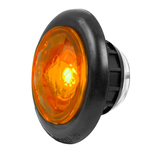 1″ Diameter Dual Function Diamond Lens LED Light With Rubber Grommet Amber Amber