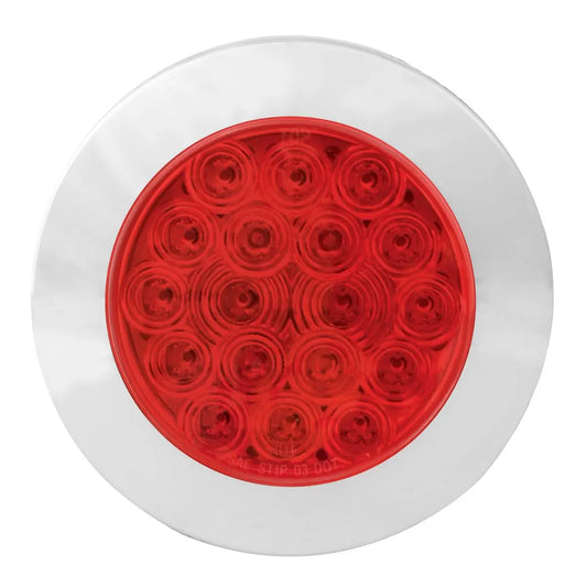 4" Fleet Flange Mount LED Light with Chrome Twist & Lock Chrome Bezel Red Red