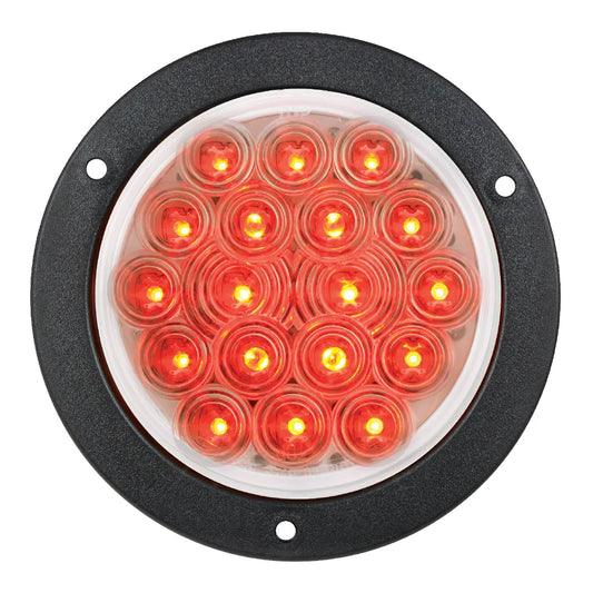 4" FLEET RED/CLEAR 18 LED WITH BLACK FLANGE MOUNT LIGHT STOP/TURN/TAIL