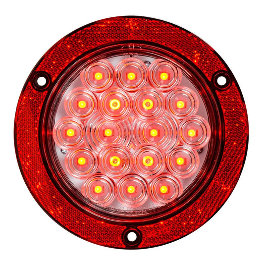 4″ Fleet 18 LED Red Clear With Reflector Ring Flange Mount Light