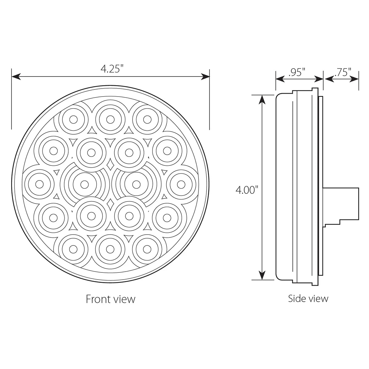 4" Fleet 18 LED 3 Pin Round Plug Sealed Light