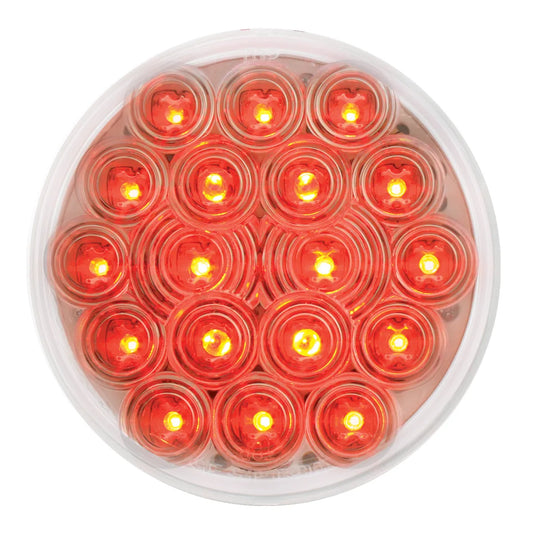 4" FLEET 18 LED 3PIN ROUND PLUG Stop/Turn/Tail SEALED LIGHT - RED LED/CLEAR Lens