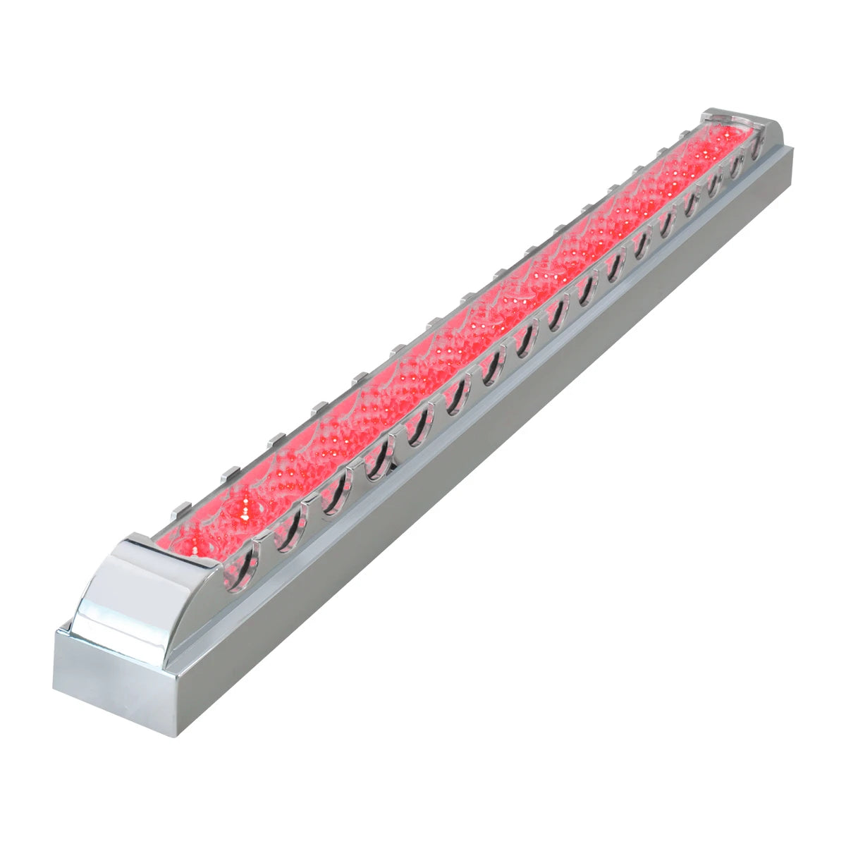 20″  Red LEDS Clear Lens  Spyder Series Single Row Light Bar With Chrome Bezel