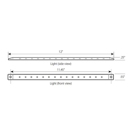 12″ ULTRA THIN LED MARKER LIGHT BAR Amber/Clear