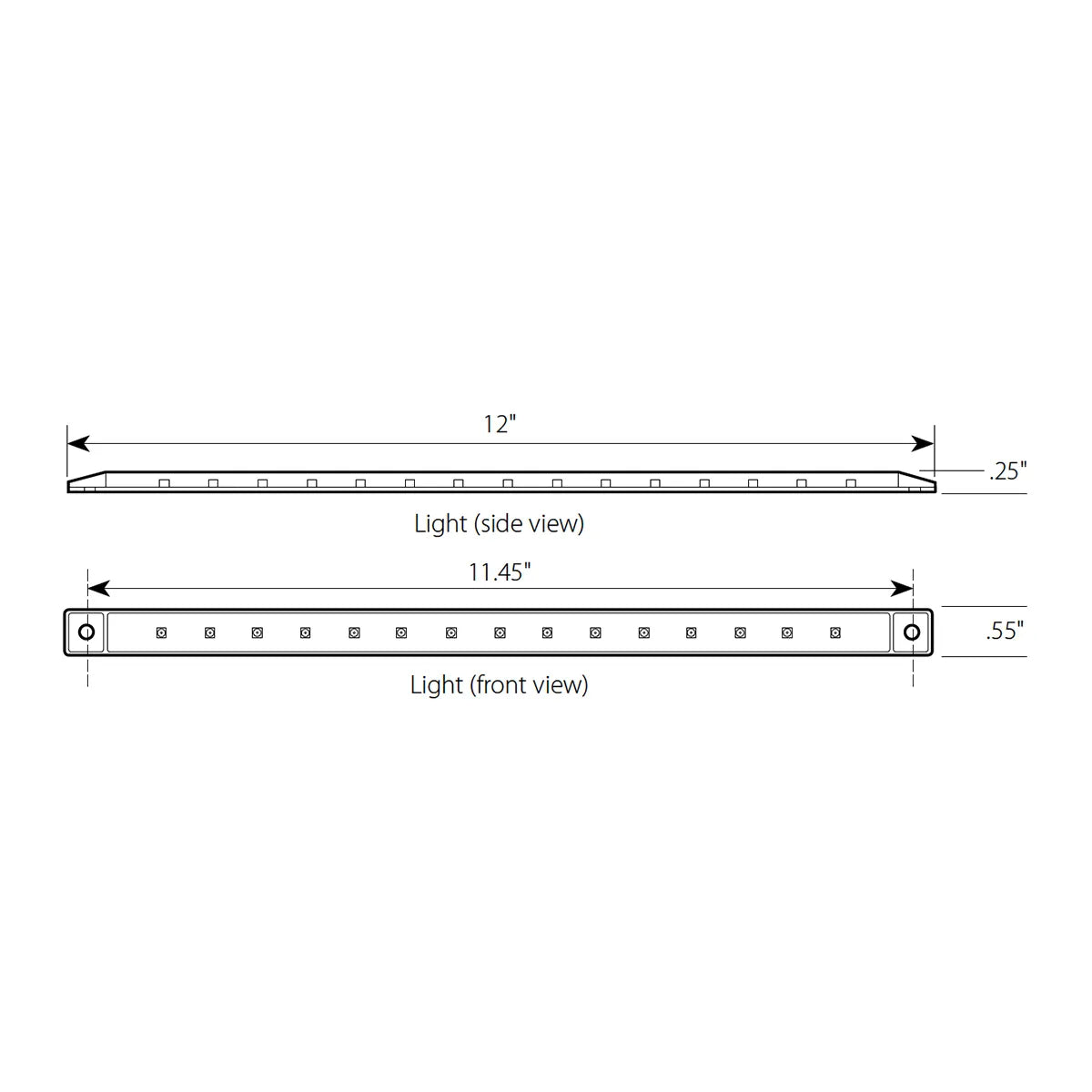 12″ ULTRA THIN LED MARKER LIGHT BAR With Bezel Red/Clear