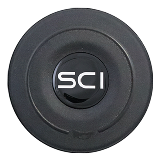 Jasper - 18" Poly 2-spoke w/Slot Cut Outs, Black Bezel & Black Horn Button - Black SCI Logo