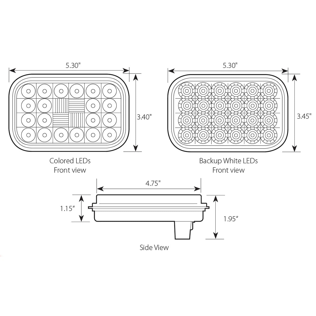 RECTANGULAR PEARL LED LIGHT RED/CLEAR