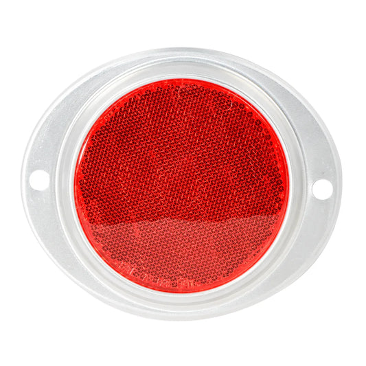 3″ Round Red Reflector With Aluminum Screw Mount Base