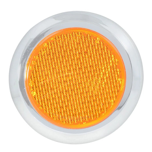 2 1/8″ Round Stick On Reflector With Chrome Trim  Amber