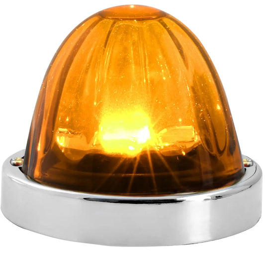Light Amber Super Star 1LED Watermelon Glass Light W/ SS Bezel