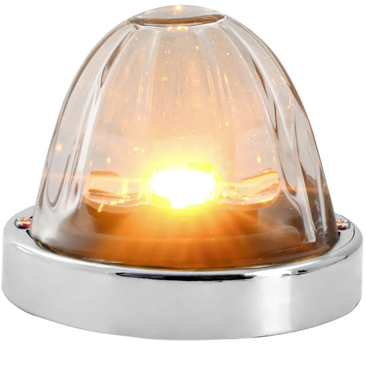 Amber/Clear Super Star 1LED Watermelon Glass Light W/ SS Bezel