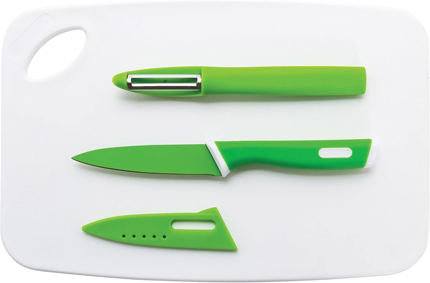 Three Piece Cutting Board Set with Paring Knife and Peeler