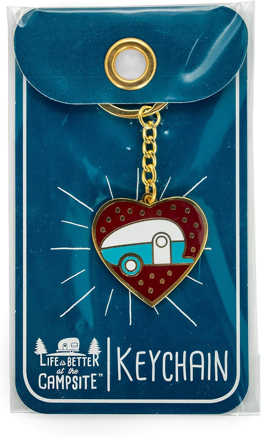 Life Is Better at the Camp Site Keychain - Red Heart Teardrop