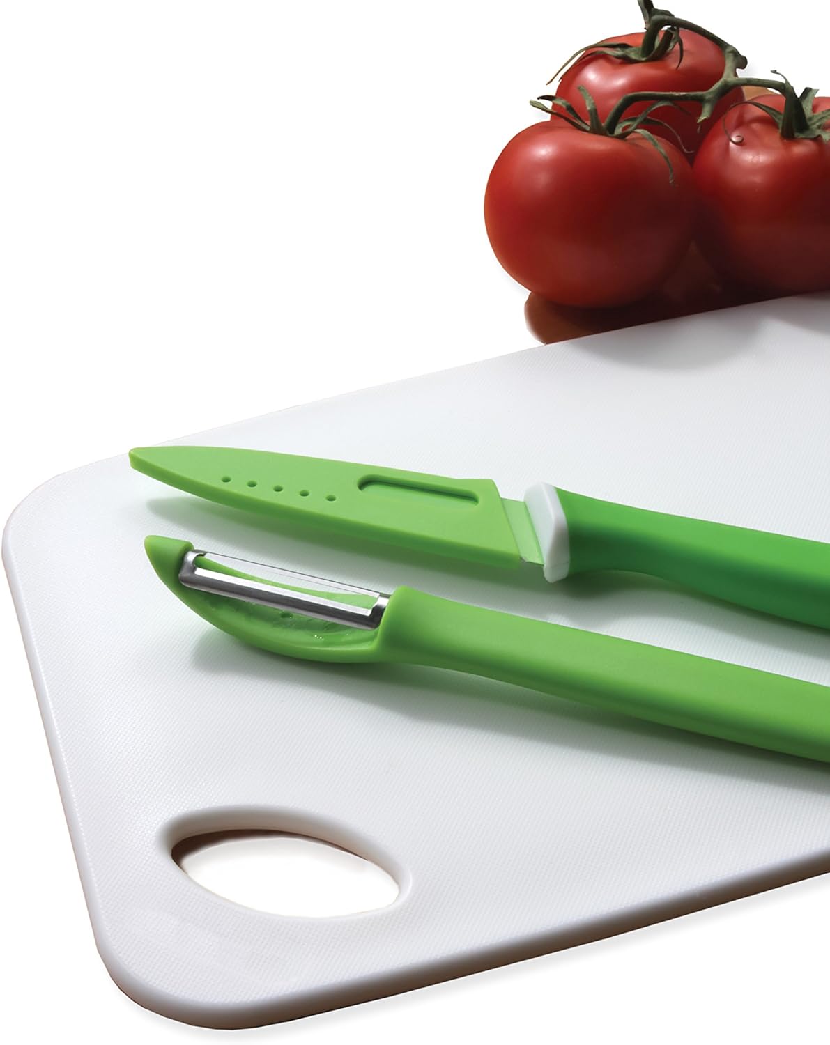 Three Piece Cutting Board Set with Paring Knife and Peeler