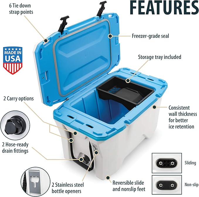 Currituck 50 Quart Cooler - White/Cyan