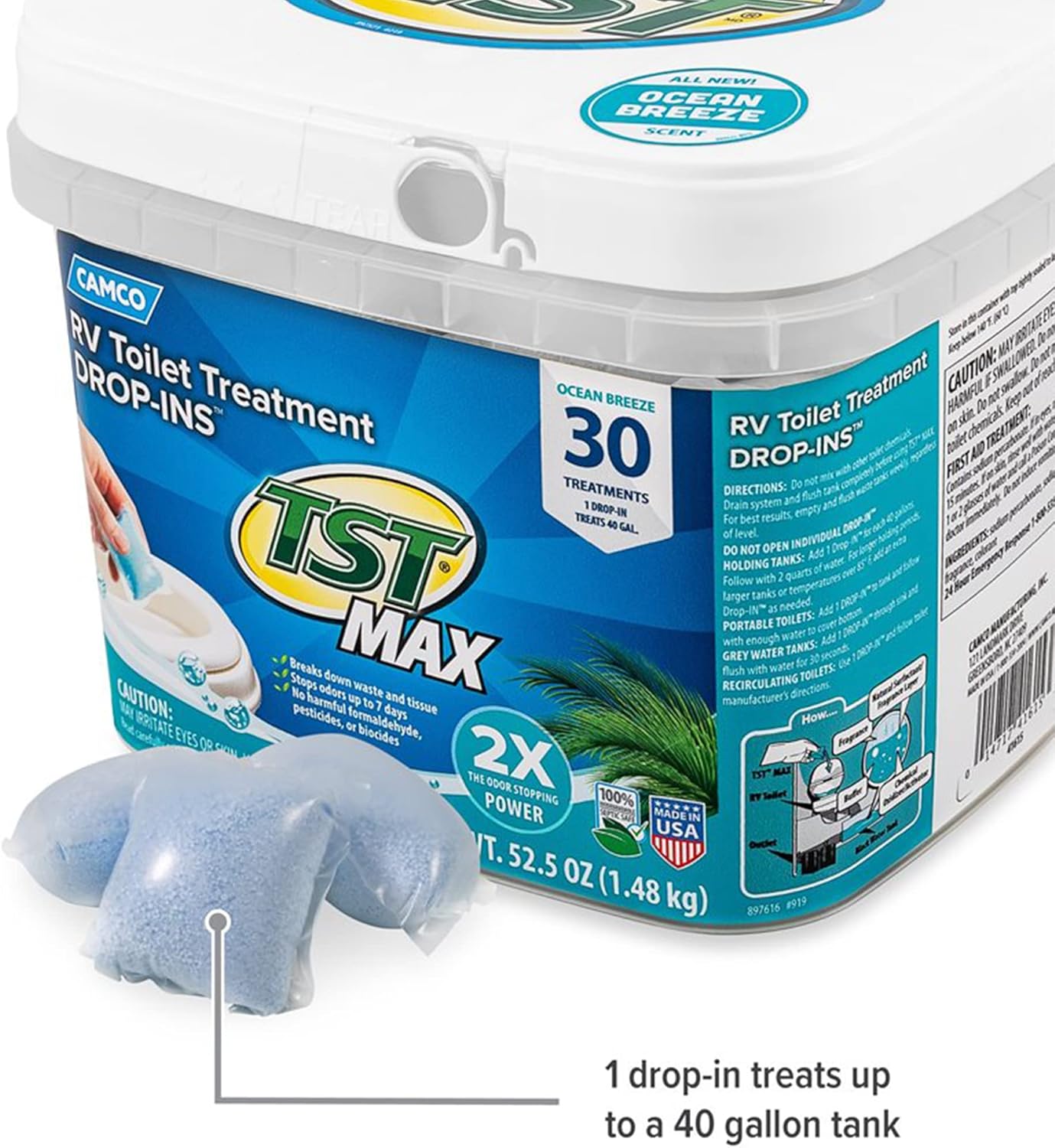 TST Max Ocean Breeze Drop-In Toilet Treatment - 30 Count