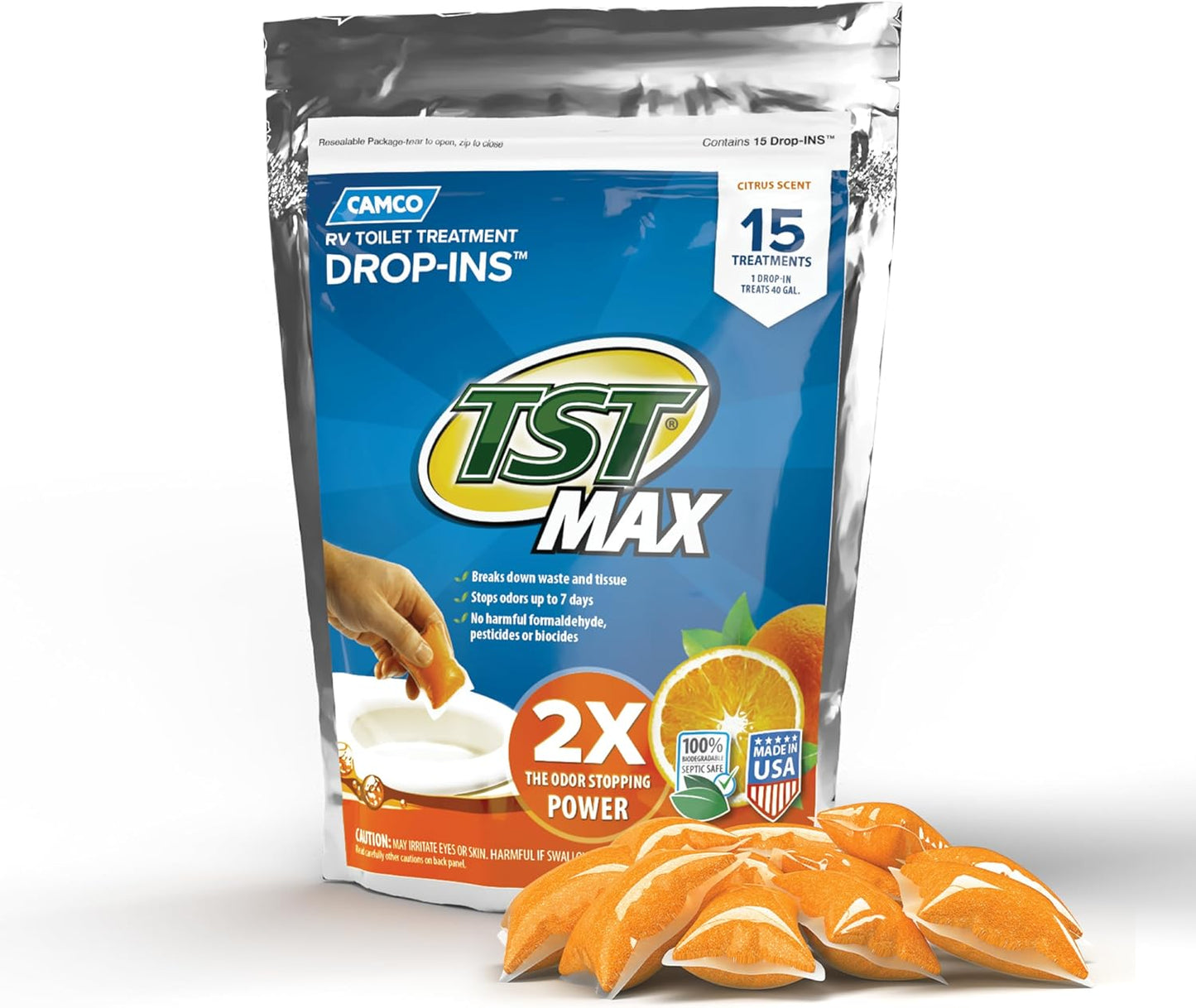 TST Max Orange Drop-In Toilet Treatment - 15 Count