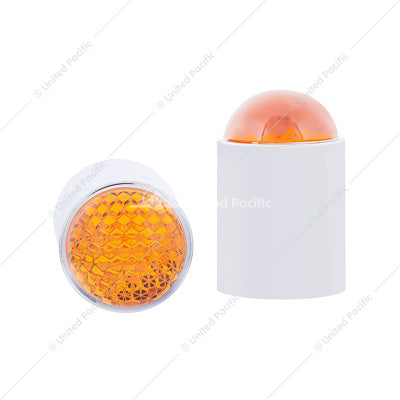 Dome Lens Bumper Guide Top with Chrome Base - Amber (2-Pack)