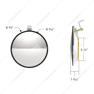 8-1/2" 430 Stainless Steel Convex Mirror with LED - Driver