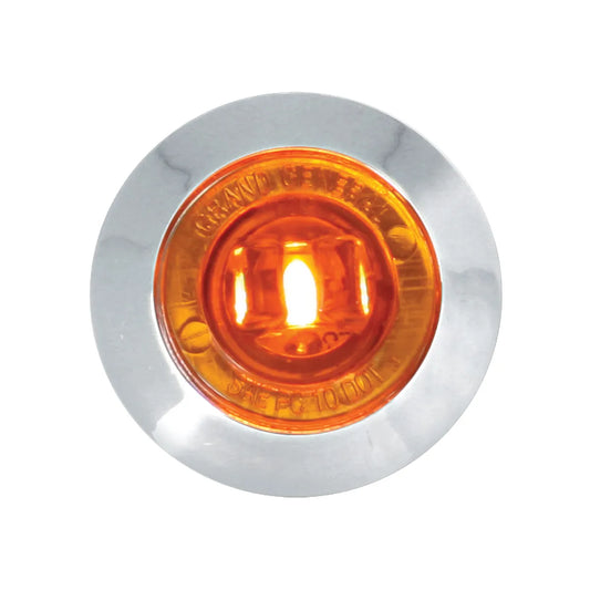 1″ DIA. MINI PUSH/SCREW-IN WIDE ANGLE LED MARKER LIGHT WITH CHROME BEZEL-Amber/Clear