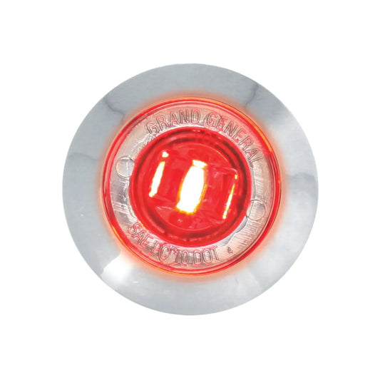 1″ DIA. MINI PUSH/SCREW-IN WIDE ANGLE LED MARKER LIGHT WITH CHROME BEZEL-Red/Clear