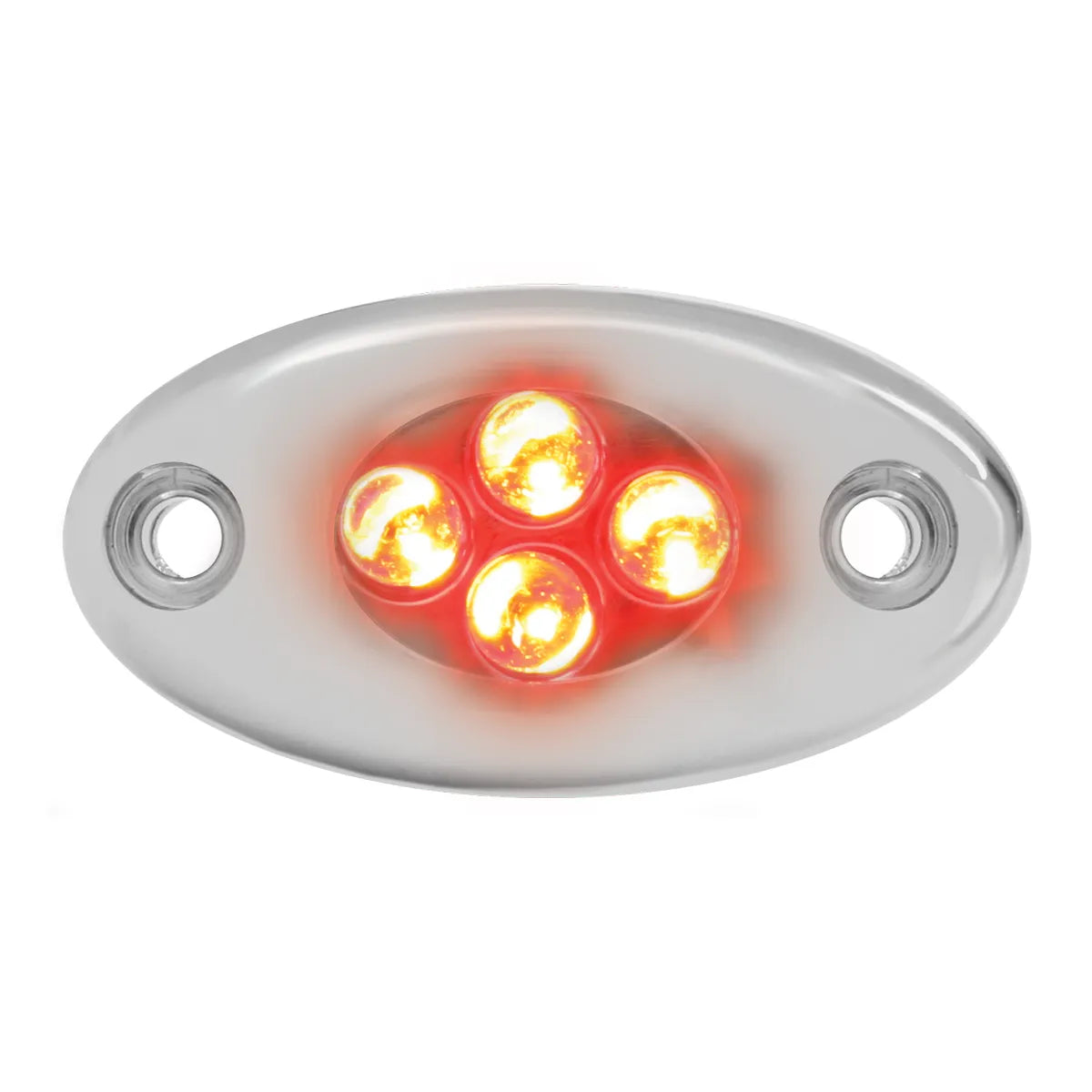 SMALL OVAL CHROME PLASTIC COURTESY LED LIGHT-RED