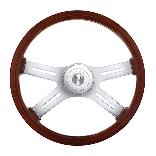 18" 4 Spoke Steering Wheel with Hub & Horn Button Kit - Chrome