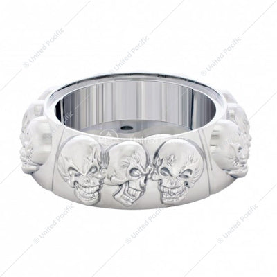 Chrome Die-Cast Skull Horn Button Bezel