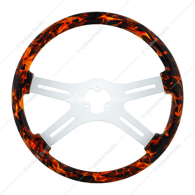 18" Flame Steering Wheel With Hydro-dip Finish Wood