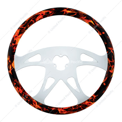 18" Flame Steering Wheel With Hydro-dip Finish Wood