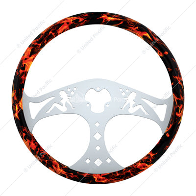 18" Flame Steering Wheel With Hydro-dip Finish Wood