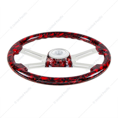 18" 4 Spoke Skull Steering Wheel with Matching Skull Horn Bezel