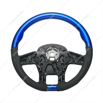 18" YourGrip Leather & Wood Indigo Blue Candy Color Steering Wheel-For PB 579 & KW T680