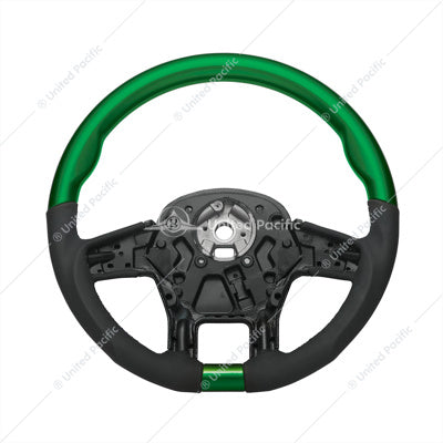 18" YourGrip Leather & Wood Emerald Green Candy Color Steering Wheel