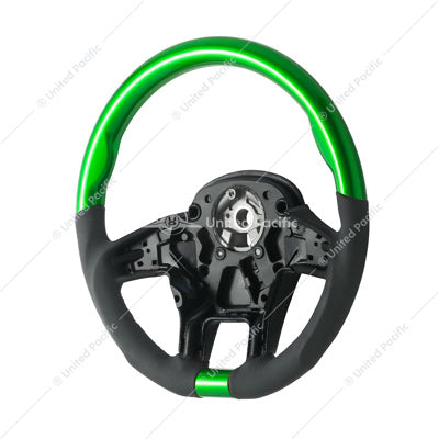 18" YourGrip Leather & Wood Emerald Green Candy Color Steering Wheel