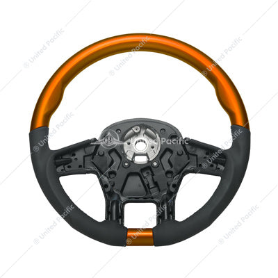 18" YourGrip Leather & Wood Cadmium Orange Candy Color Steering Wheel