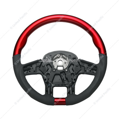 18" YourGrip Leather & Wood Candy Red Candy Color Steering Wheel