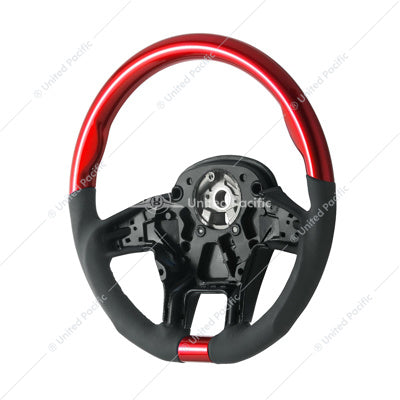 18" YourGrip Leather & Wood Candy Red Candy Color Steering Wheel