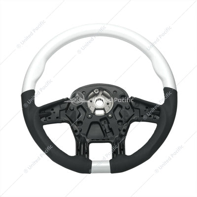 18" YourGrip Leather & Wood Pearl White Candy Color Steering Wheel