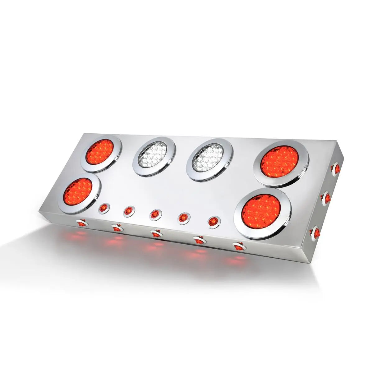Stainless Steel Rear Center Light Panel with 4" & 1" LEDs Lights with Side & Under Glow Effect