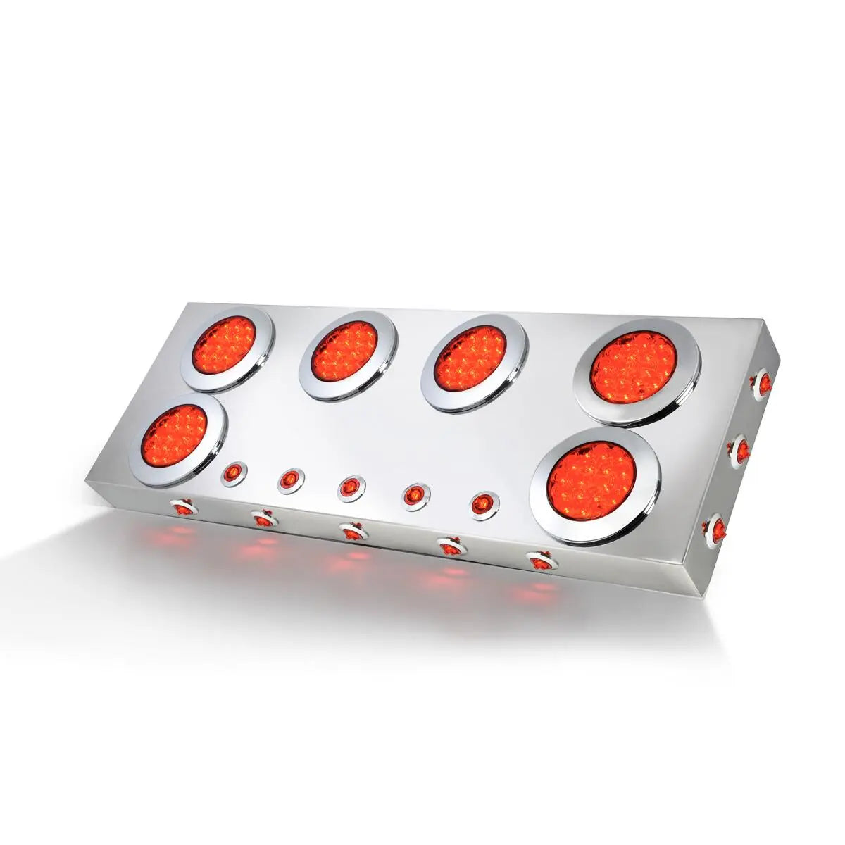 STAINLESS STEEL REAR CENTER LIGHT PANEL WITH 4″ & 1″ LEDS LIGHTS WITH SIDE & UNDER GLOW EFFECT