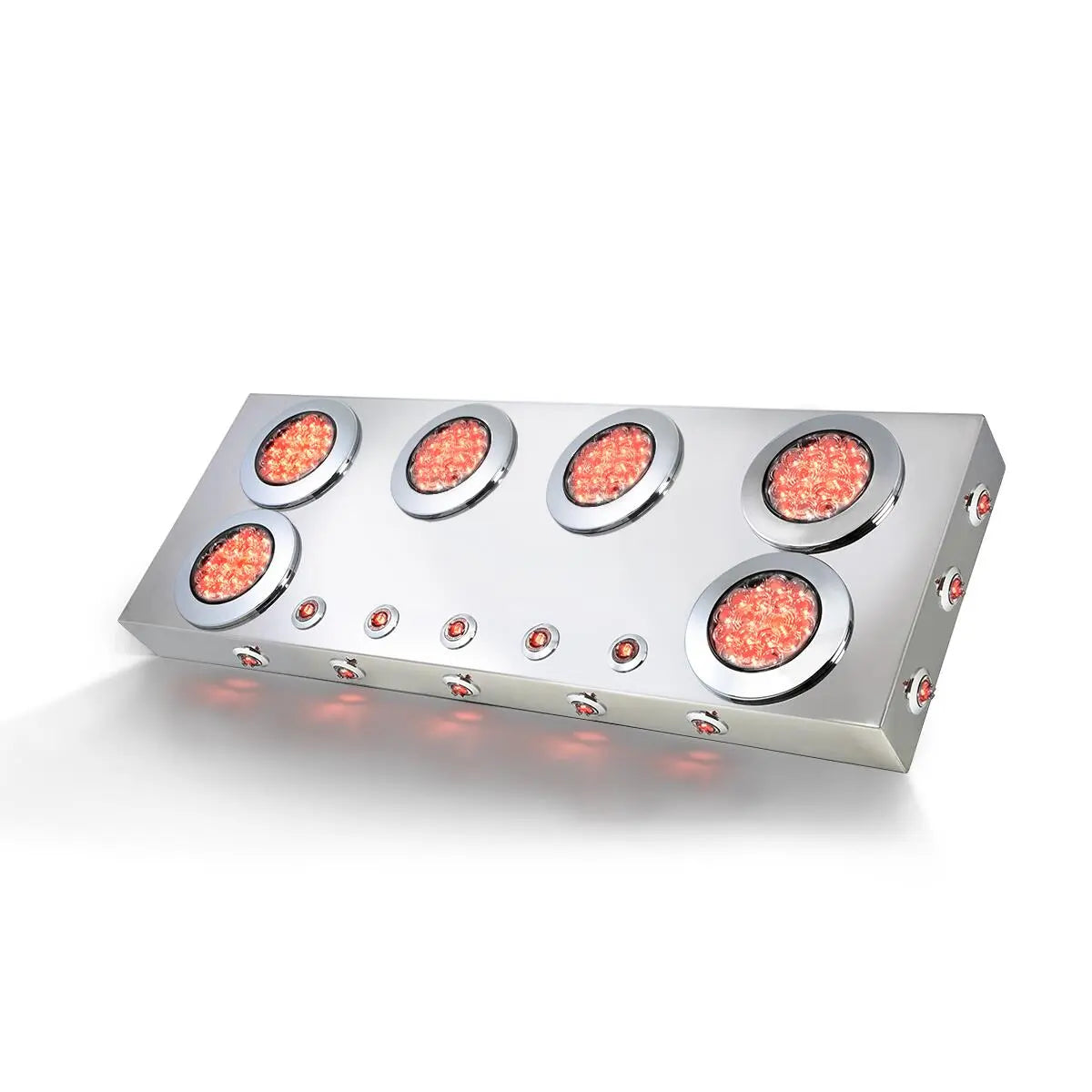 Stainless Steel Rear Center Light Panel with 4" & 1" LEDs Lights with Side & Under Glow Effect