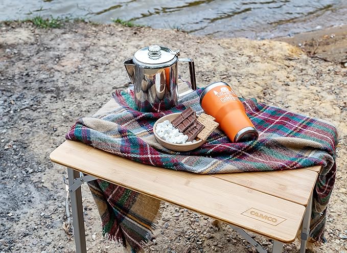 Folding Bamboo Table with Aluminum Legs