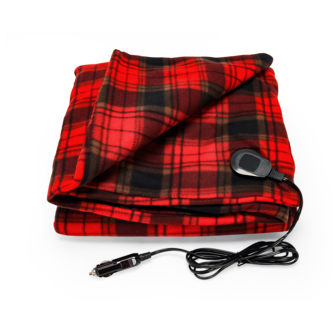 Heated Blanket, 12V - 59"x43", Red/Black Plaid