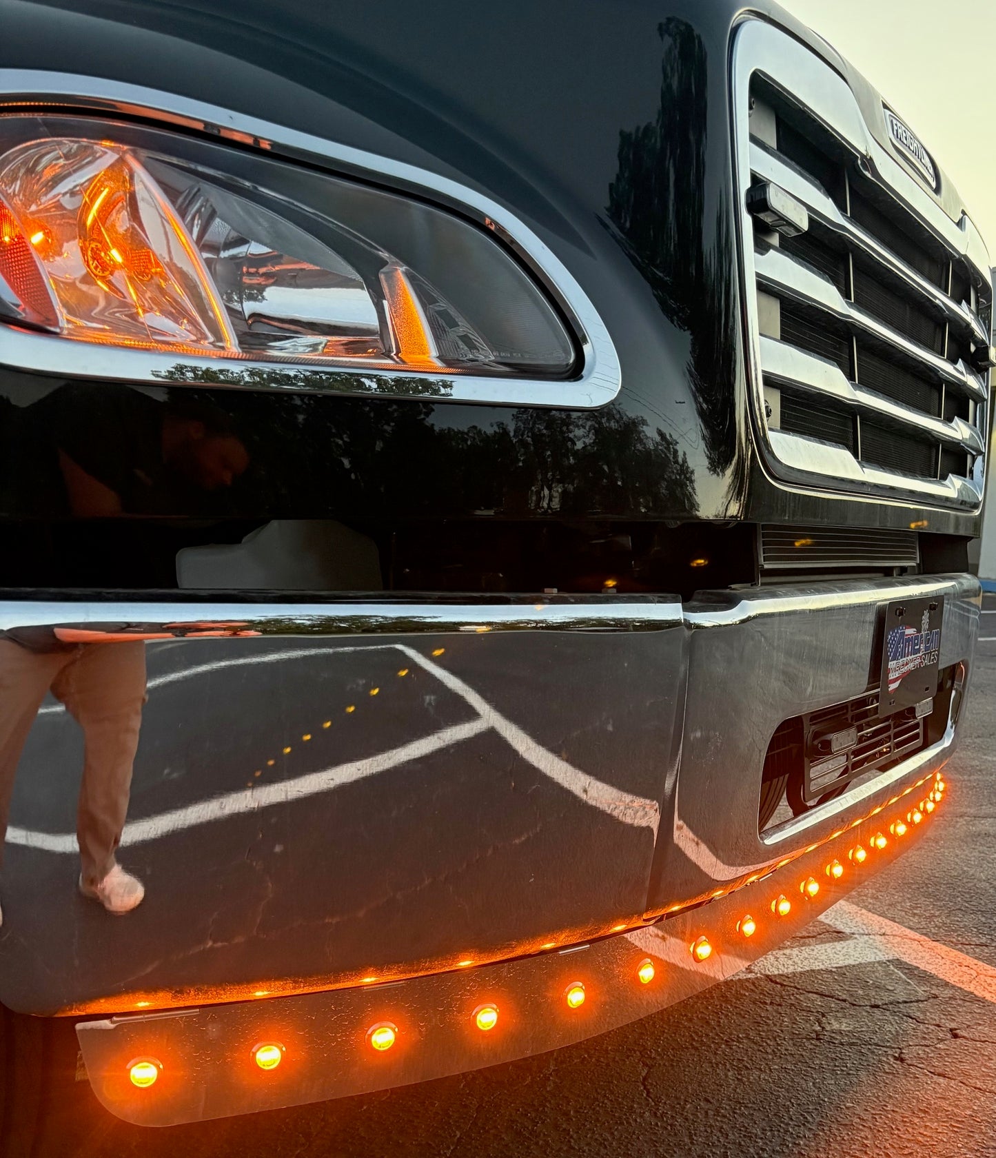 PETERBILT 386 BUMPER LIGHT BAR 114'' X 5" With (12) - 2'' ROUND HOLES