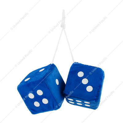 3" X 3" CLASSIC FUZZY DICE, BLUE (PAIR) (BULK)