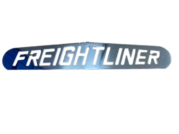 CHROME. 24" X 4" BOTTOM PLATE, W/ FREIGHTLINER SCRIPT