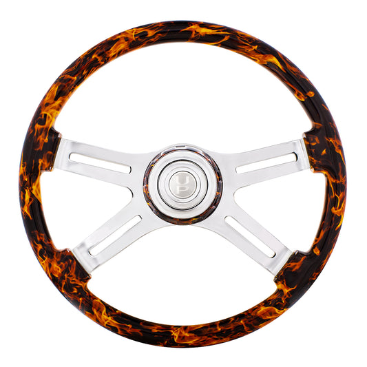 18" Flame Steering Wheel with Matching Flame Bezel