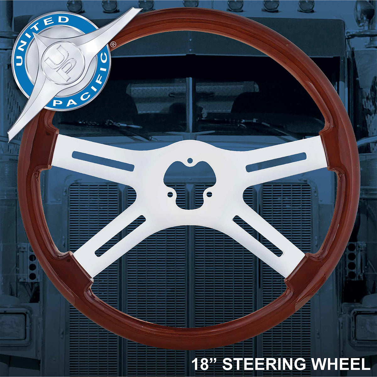 18" 4 Spoke Skull Steering Wheel - Chrome