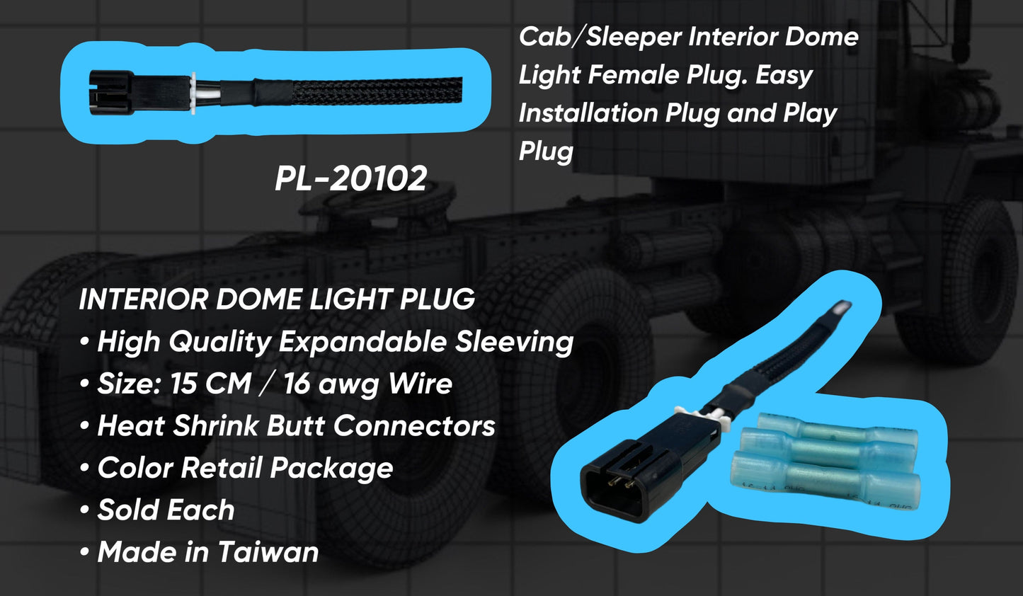 Interior Dome Light Female Plug (T600/T660/T680/T800/W900/579)
